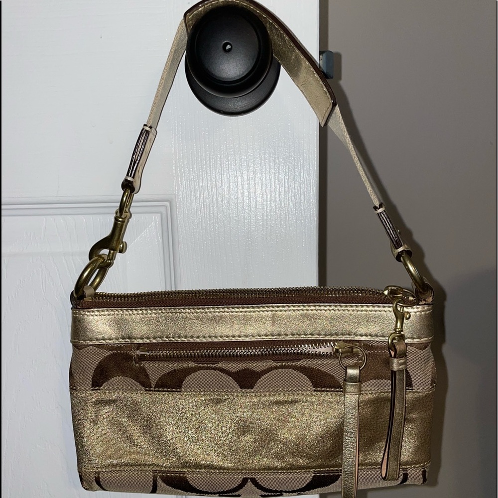 Coach large Clutch - Gold and Tan. Like brand new, barely used. $13